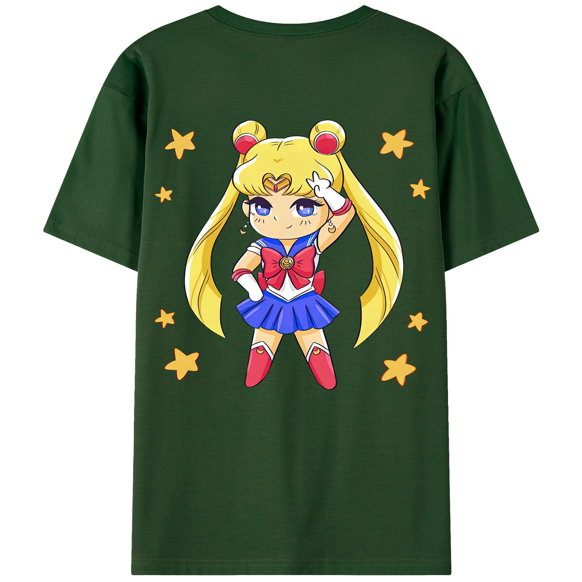（画像用） 美少女戦士セーラームーン 月野 うさぎ つきの うさぎ Sailor Moon Tsukino Usagi 綿100％半袖Tシャツ（背面プリント）